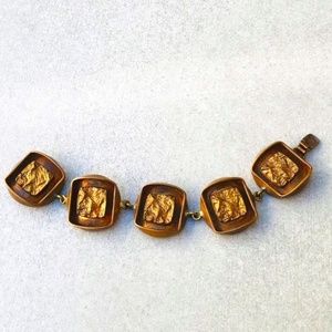 Brutalist Modernist Bronze Alton K.E. Palmberg Vintage Book Chain Bracelet